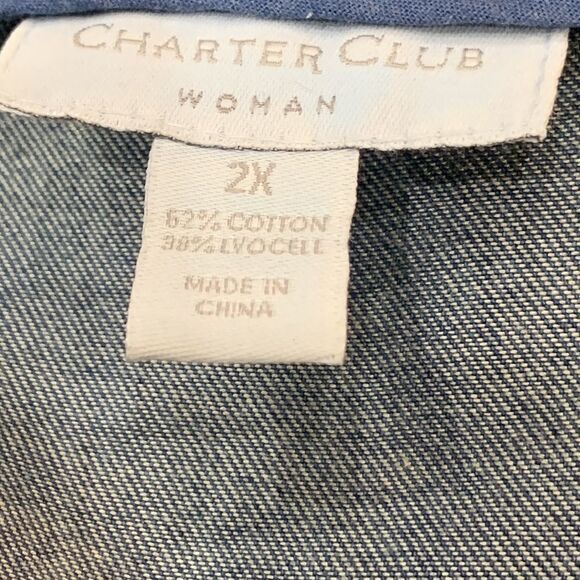 Charter 𝅺Club Jacket Embroidered Back Zip 1X - Picture 9 of 10